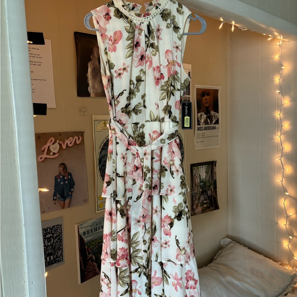 Jessica Howard Floral Midi Dress - Pink and Green